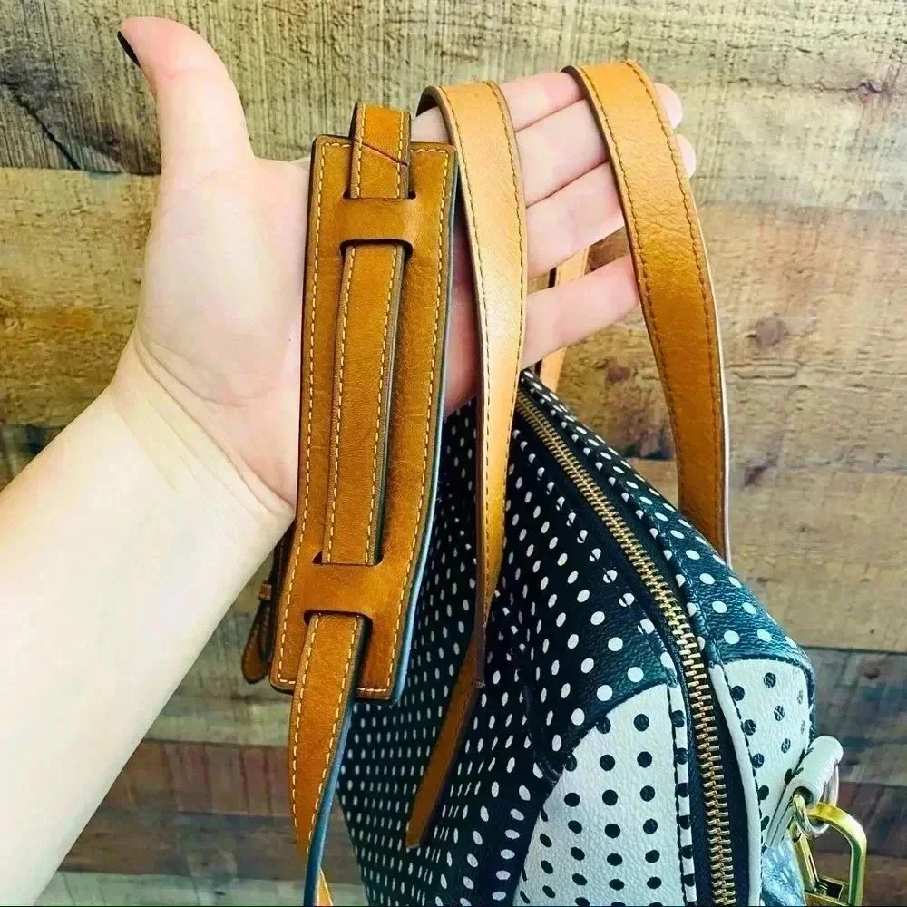 Fossil Sydney Polka Dot Satchel/Crossbody Bag